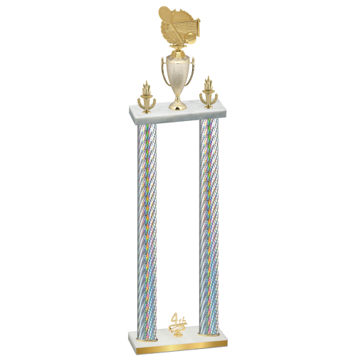 Double Silver Carbon Fiber Fourth Place Tennis Trophy