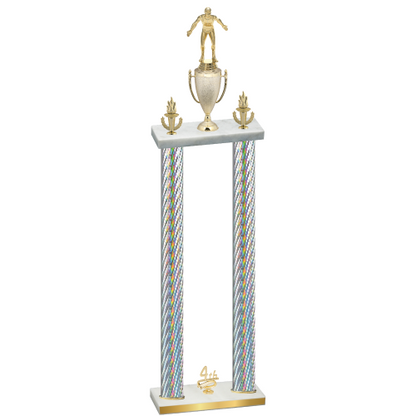 Double Silver Carbon Fiber Fourth Place Wrestling Trophy