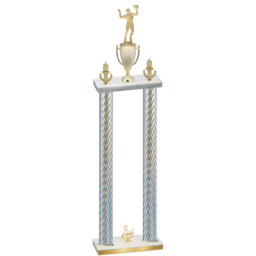 Double Silver Carbon Fiber Third Place Volleyball Trophy