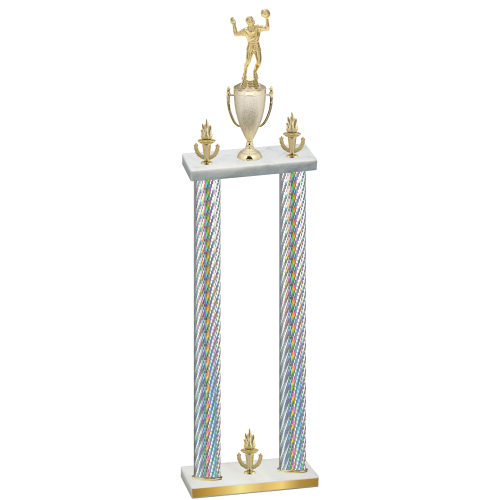 Double Silver Carbon Fiber Victory Volleyball Trophy