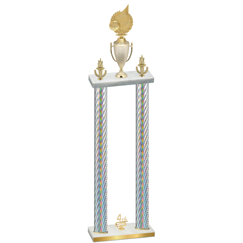Double Silver Carbon Fiber Fourth Place Volleyball Trophy