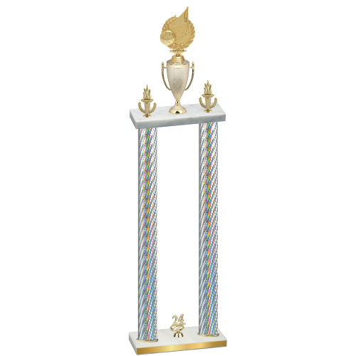 Double Silver Carbon Fiber Year Volleyball Trophy