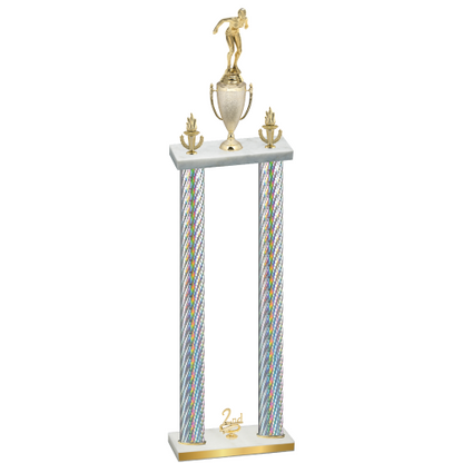 Double Silver Carbon Fiber Second Place Tennis Trophy