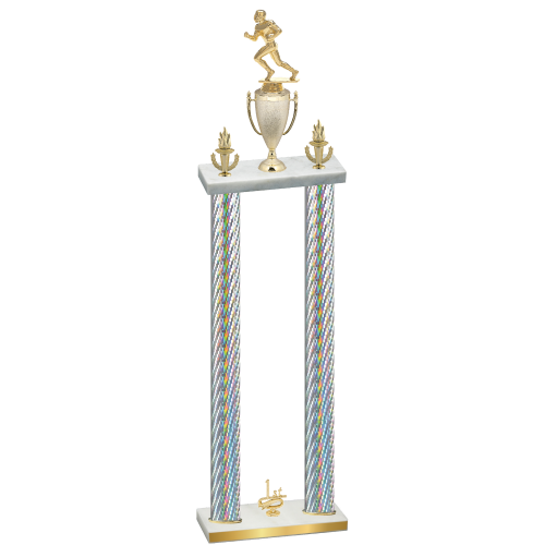 Double Silver Carbon Fiber First Place Football Trophy