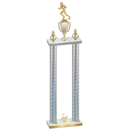 Double Silver Carbon Fiber Second Place Football Trophy