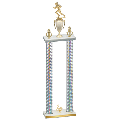 Double Silver Carbon Fiber Third Place Football Trophy