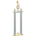 Double Silver Carbon Fiber Fourth Place Football Trophy