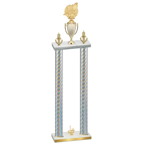 Double Silver Carbon Fiber First Place Swimming Trophy