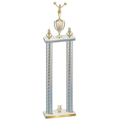 Double Silver Carbon Fiber Year Cheerleading Trophy