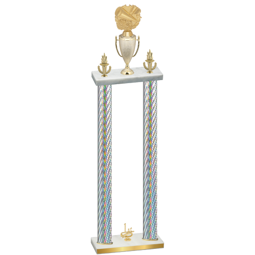 Double Silver Carbon Fiber First Place Cheerleading Trophy