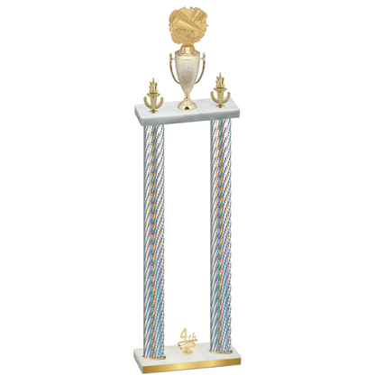 Double Silver Carbon Fiber Fourth Place Cheerleading Trophy