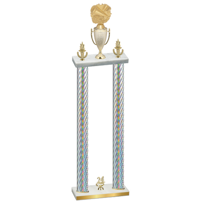 Double Silver Carbon Fiber Year Cheerleading Trophy