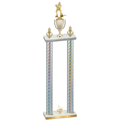 Double Silver Carbon Fiber First Place Hockey Trophy