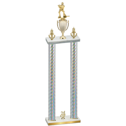 Double Silver Carbon Fiber Year Hockey Trophy