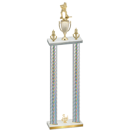 Double Silver Carbon Fiber Third Place Hockey Trophy