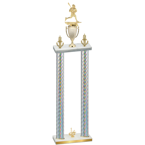 Double Silver Carbon Fiber First Place Lacrosse Trophy