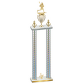 Double Silver Carbon Fiber Third Place Lacrosse Trophy