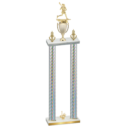 Double Silver Carbon Fiber First Place Lacrosse Trophy