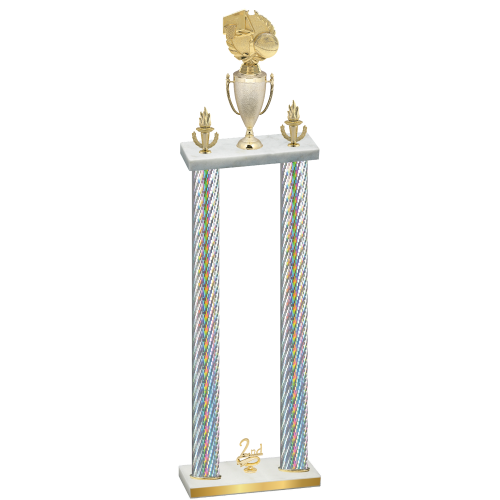 Double Silver Carbon Fiber Second Place Basketball Trophy