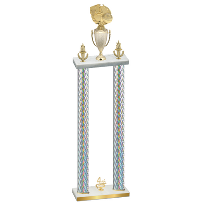 Double Silver Carbon Fiber Fourth Place Basketball Trophy