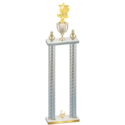 Double Silver Carbon Fiber Second Place Pickleball Trophy