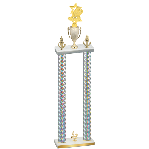 Double Silver Carbon Fiber Fourth Place Pickleball Trophy