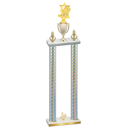 Double Silver Carbon Fiber Fourth Place Pickleball Trophy