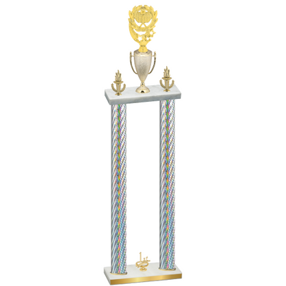 Double Silver Carbon Fiber First Place Pickleball Trophy