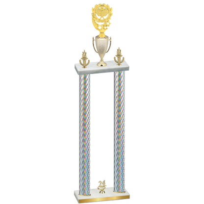 Double Silver Carbon Fiber Year Pickleball Trophy