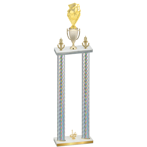 Double Silver Carbon Fiber First Place Pickleball Trophy
