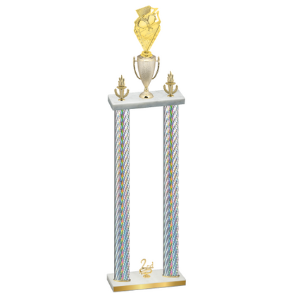 Double Silver Carbon Fiber Second Place Pickleball Trophy