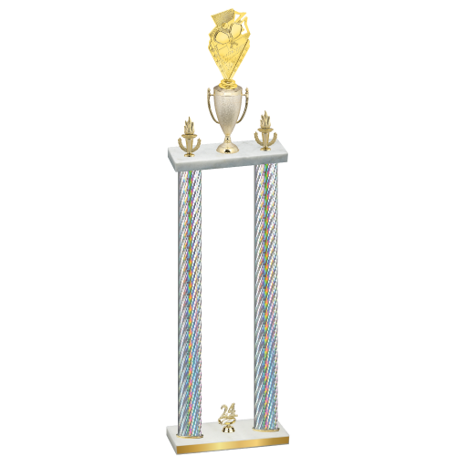 Double Silver Carbon Fiber Year Pickleball Trophy