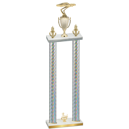 Double Silver Carbon Fiber Third Place Cars Trophy