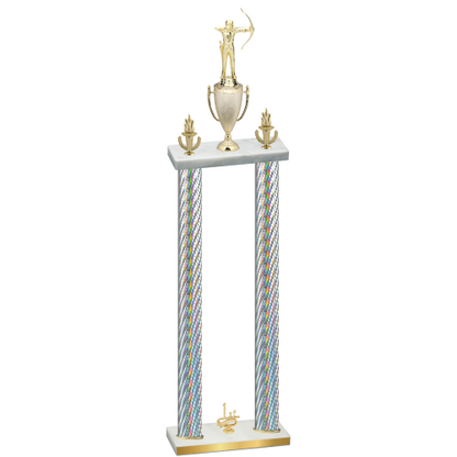 Double Silver Carbon Fiber First Place Archery Trophy