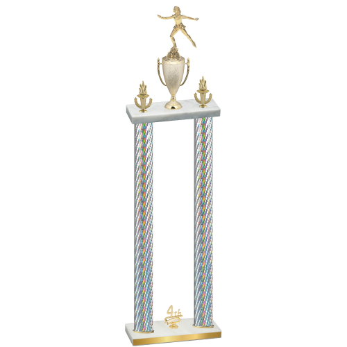 Double Silver Carbon Fiber Fourth Place Skater Trophy