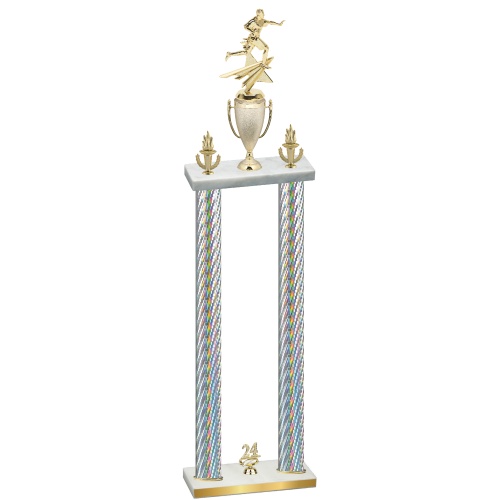 Double Silver Carbon Fiber Year Flag Football Trophy