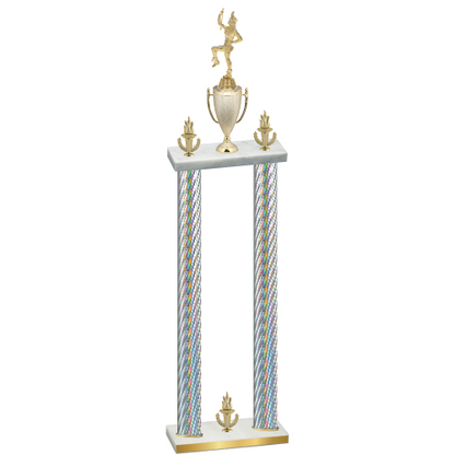 Double Silver Carbon Fiber Victory Majorette Trophy