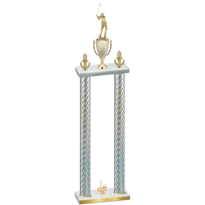 Double Silver Carbon Fiber First Place Golf Trophy