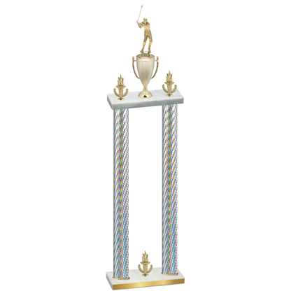 Double Silver Carbon Fiber Victory Golf Trophy