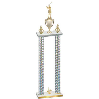 Double Silver Carbon Fiber First Place Golf Trophy