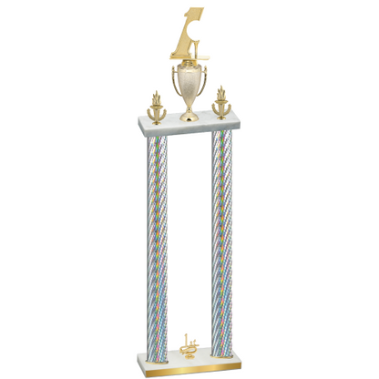 Double Silver Carbon Fiber First Place Golf Trophy