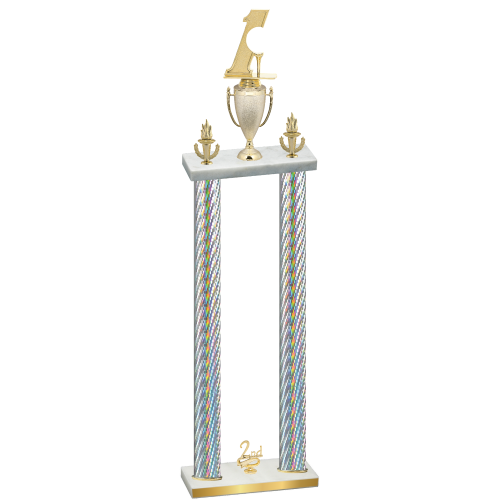 Double Silver Carbon Fiber Second Place Golf Trophy
