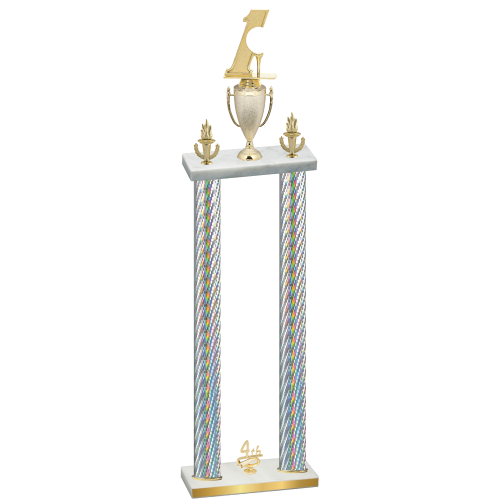 Double Silver Carbon Fiber Fourth Place Golf Trophy