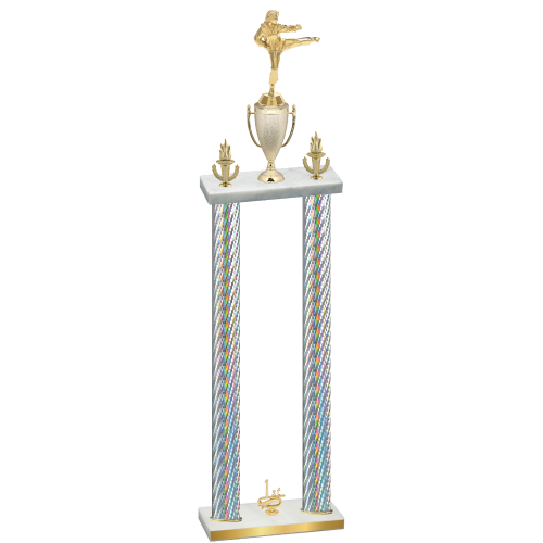 Double Silver Carbon Fiber First Place Karate Trophy