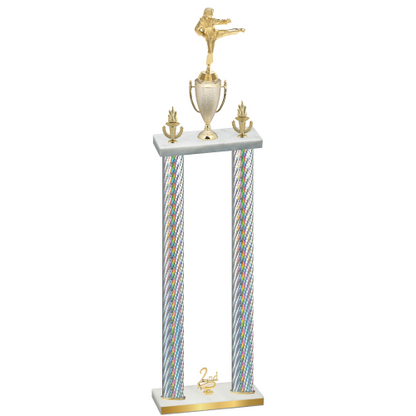 Double Silver Carbon Fiber Second Place Karate Trophy