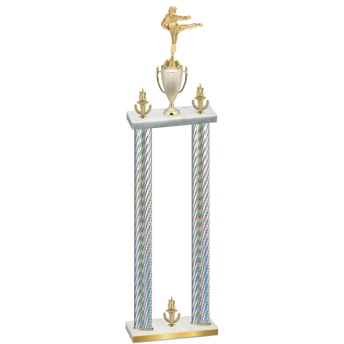 Double Silver Carbon Fiber Victory Karate Trophy