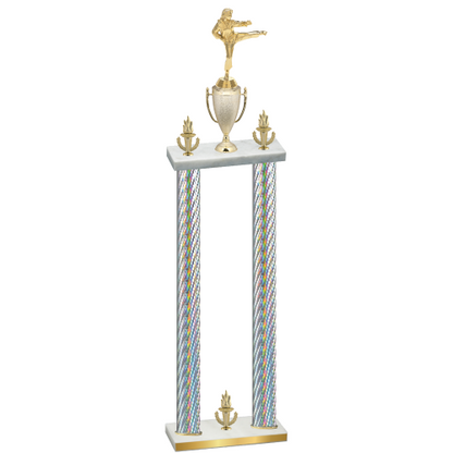 Double Silver Carbon Fiber Victory Karate Trophy