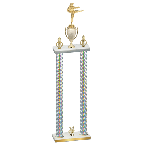 Double Silver Carbon Fiber Year Karate Trophy