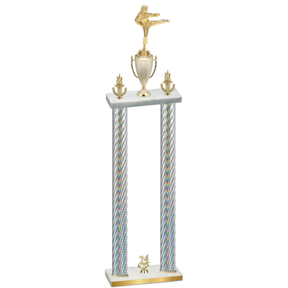 Double Silver Carbon Fiber Year Karate Trophy
