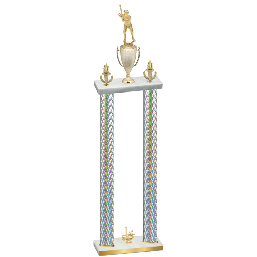 Double Silver Carbon Fiber First Place Baseball Trophy